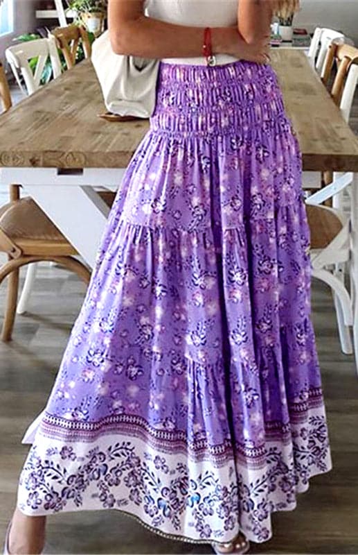 Ladies Casual Fashion Boho Print Skirt.