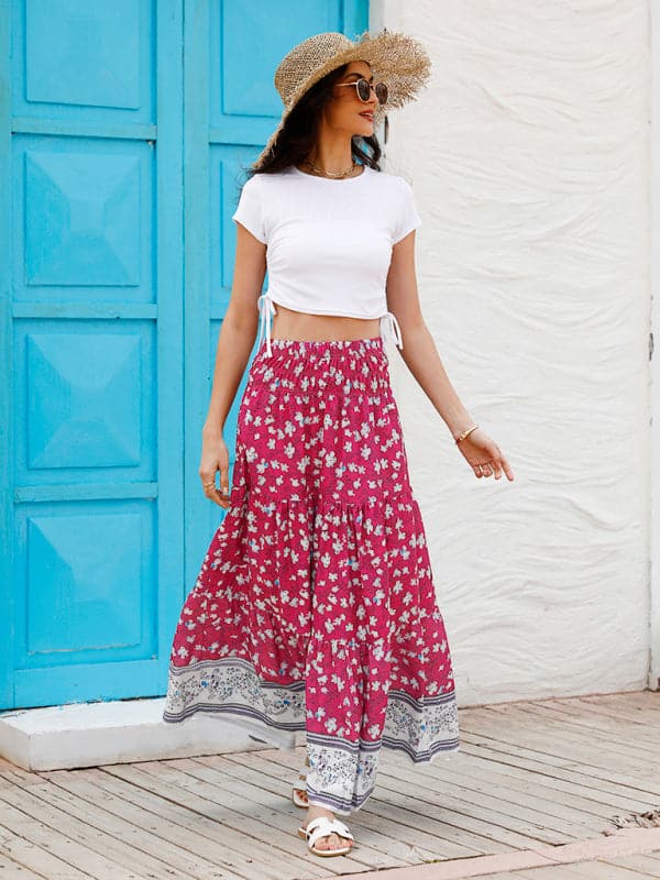 Ladies Casual Fashion Boho Print Skirt.