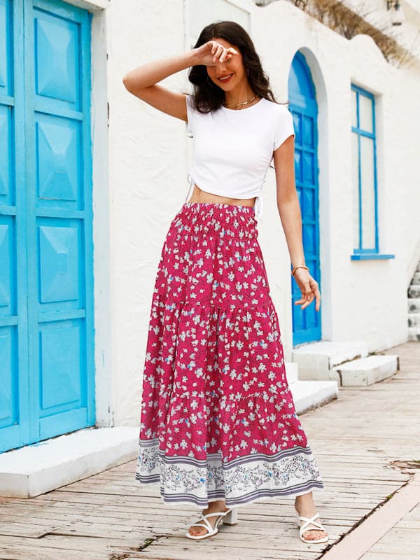 Ladies Casual Fashion Boho Print Skirt.