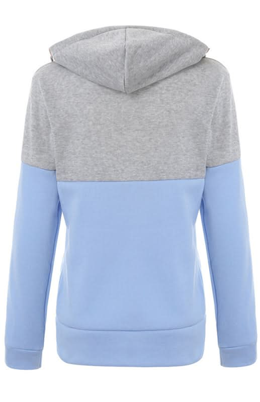 Chic double zipper color block hoodie