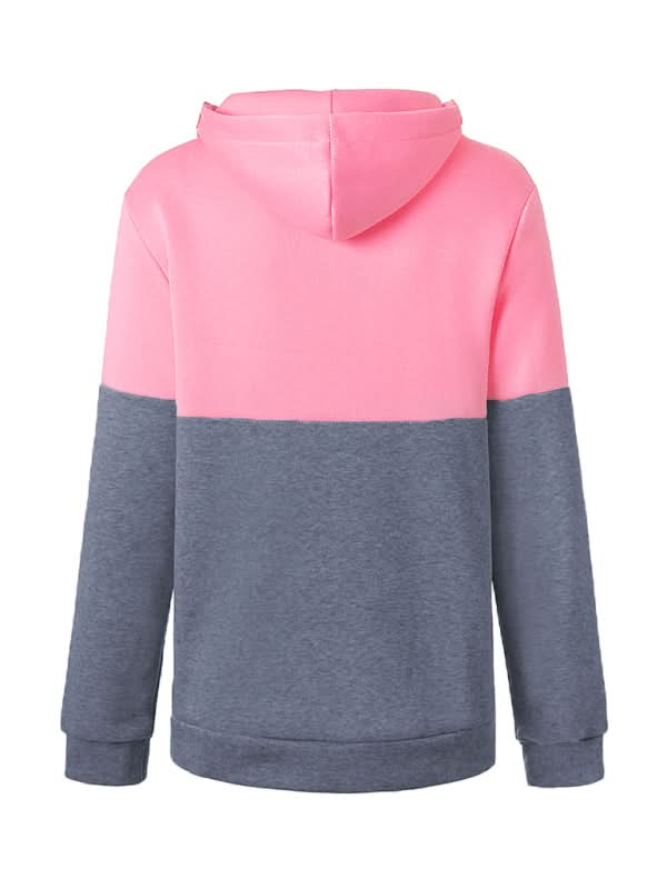 Chic double zipper color block hoodie