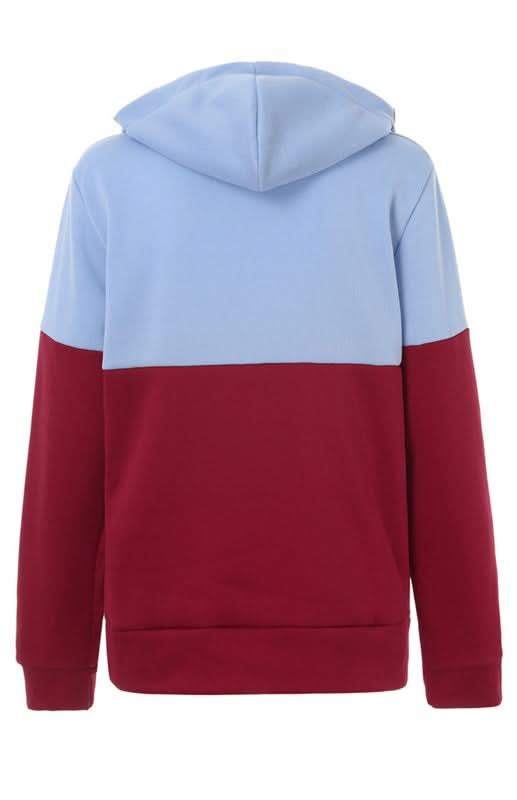 Chic double zipper color block hoodie