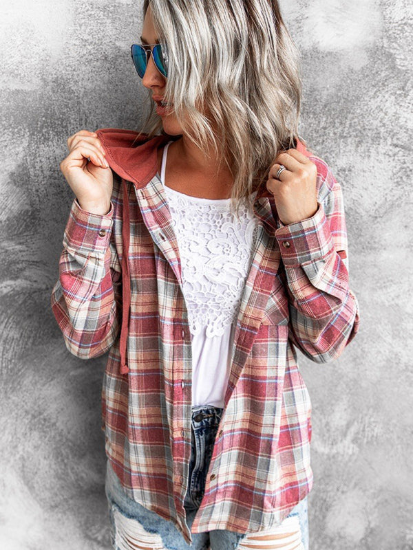 Women's Plaid Hoodie Jacket