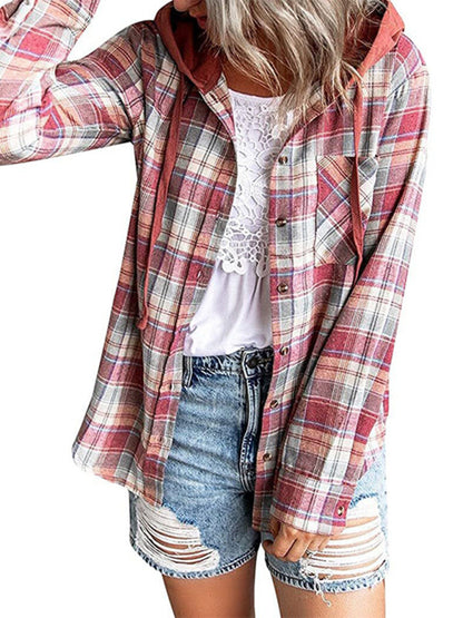 Women's Plaid Hoodie Jacket