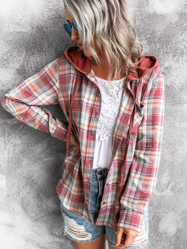 Women's Plaid Hoodie Jacket