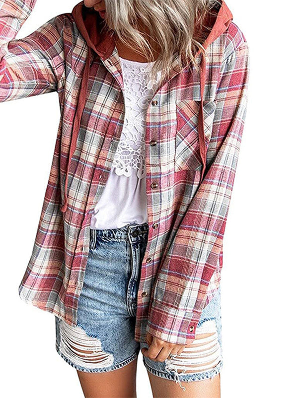 Women's Plaid Hoodie Jacket