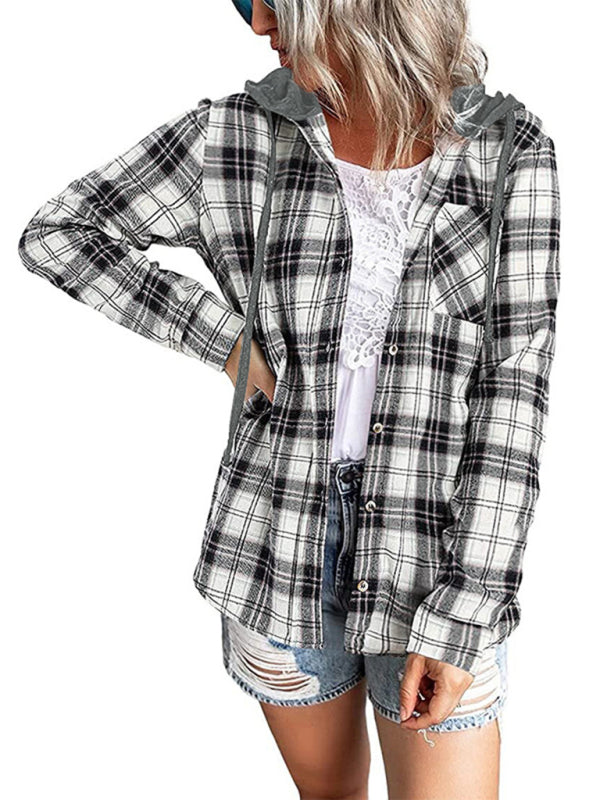 Women's Plaid Hoodie Jacket