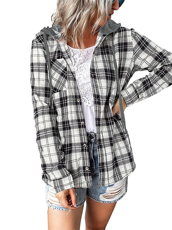 Women's Plaid Hoodie Jacket