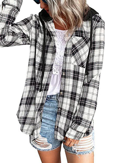 Women's Plaid Hoodie Jacket