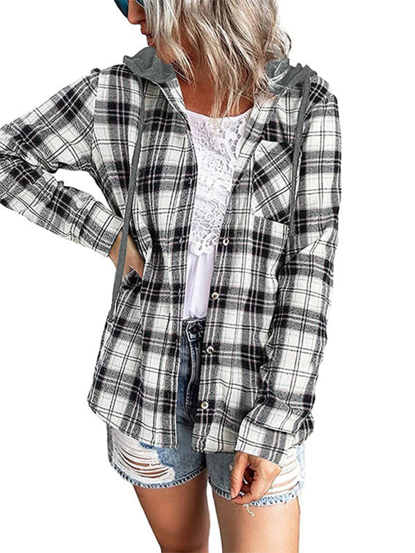 Women's Plaid Hoodie Jacket