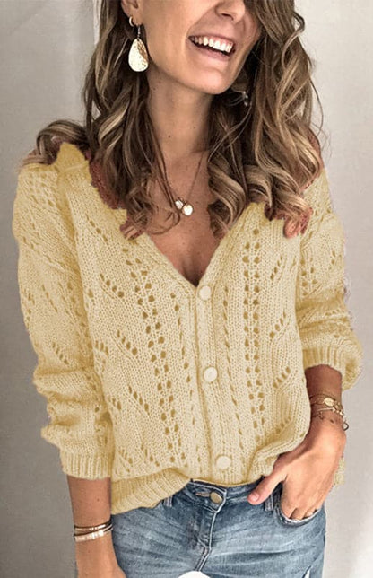 Ladies V-neck knit cardigan