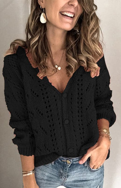 Ladies V-neck knit cardigan