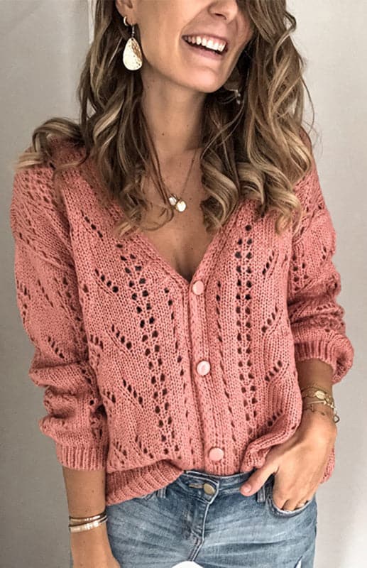 Ladies V-neck knit cardigan