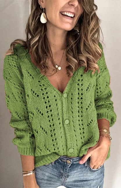 Ladies V-neck knit cardigan