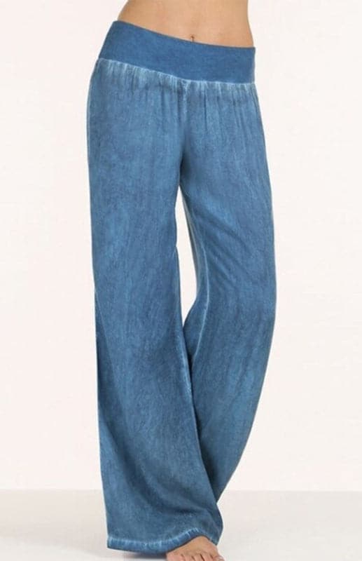 Women's lightweight wide-leg denim trousers