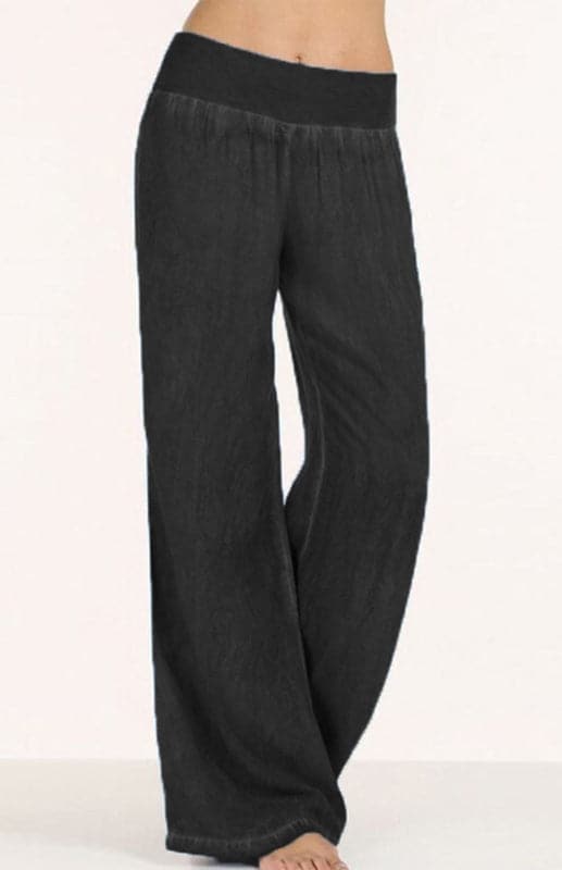 Women's lightweight wide-leg denim trousers