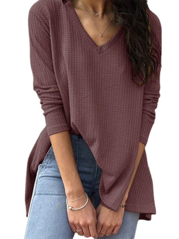 Chic V-neck long-sleeve tee