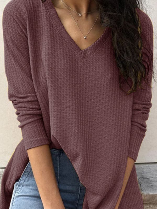 Chic V-neck long-sleeve tee