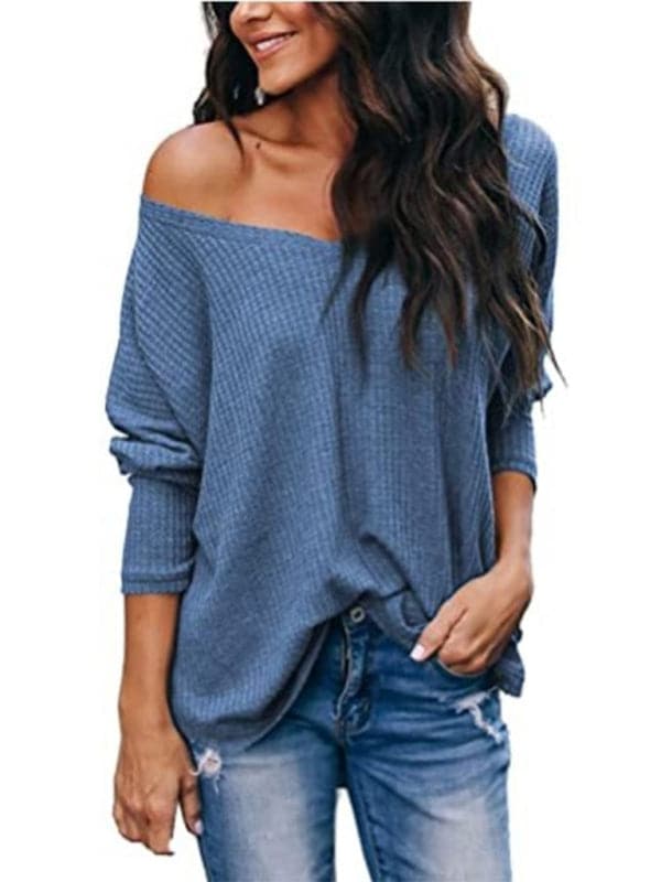 Chic V-neck long-sleeve tee