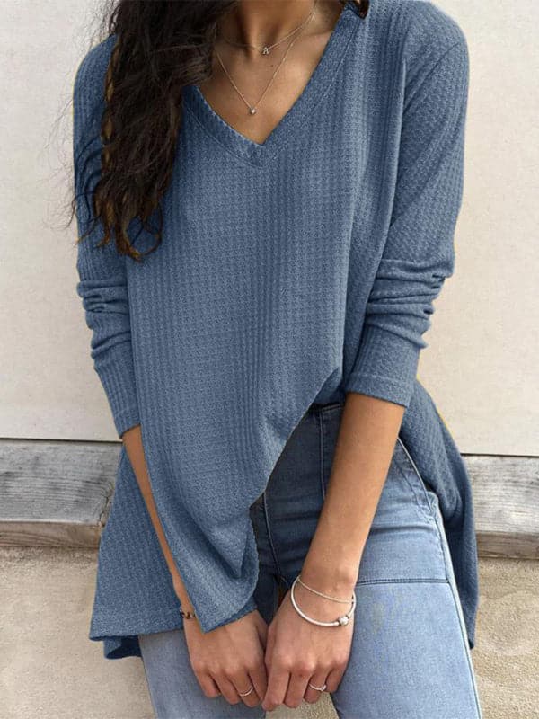 Chic V-neck long-sleeve tee