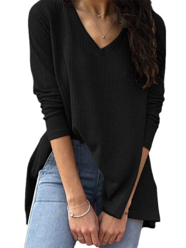 Chic V-neck long-sleeve tee