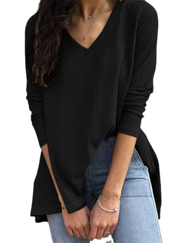 Chic V-neck long-sleeve tee