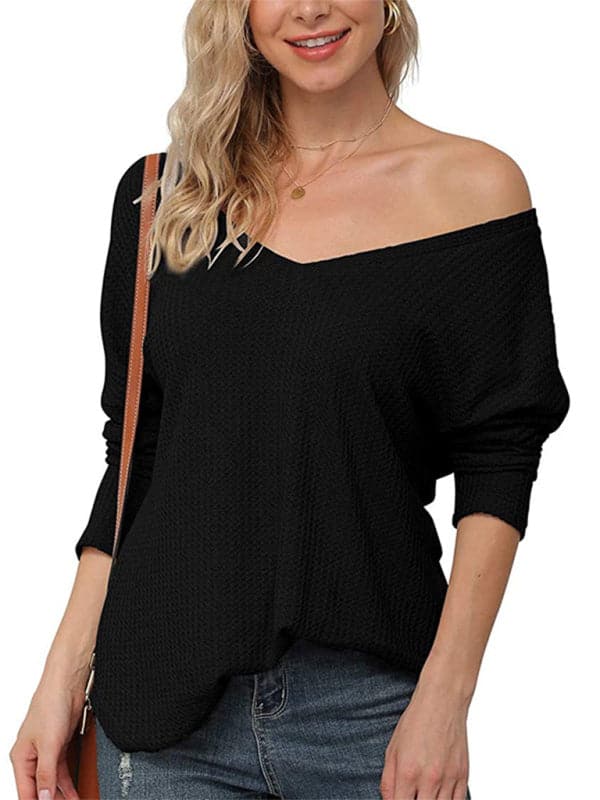 Chic V-neck long-sleeve tee