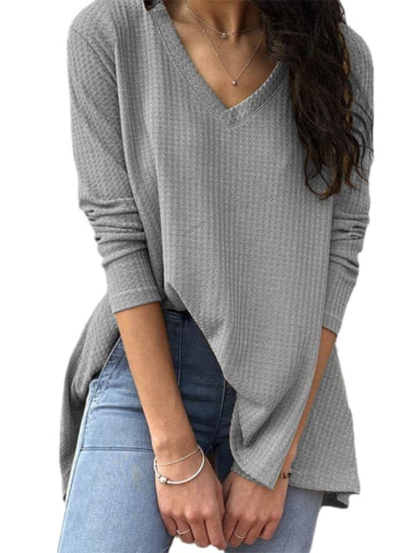 Chic V-neck long-sleeve tee