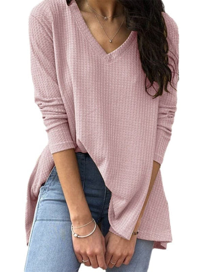 Chic V-neck long-sleeve tee