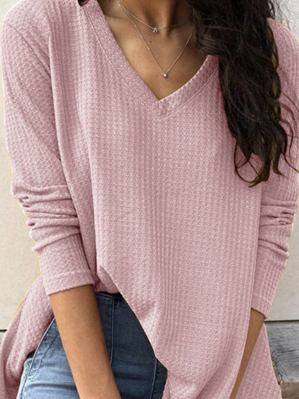 Chic V-neck long-sleeve tee