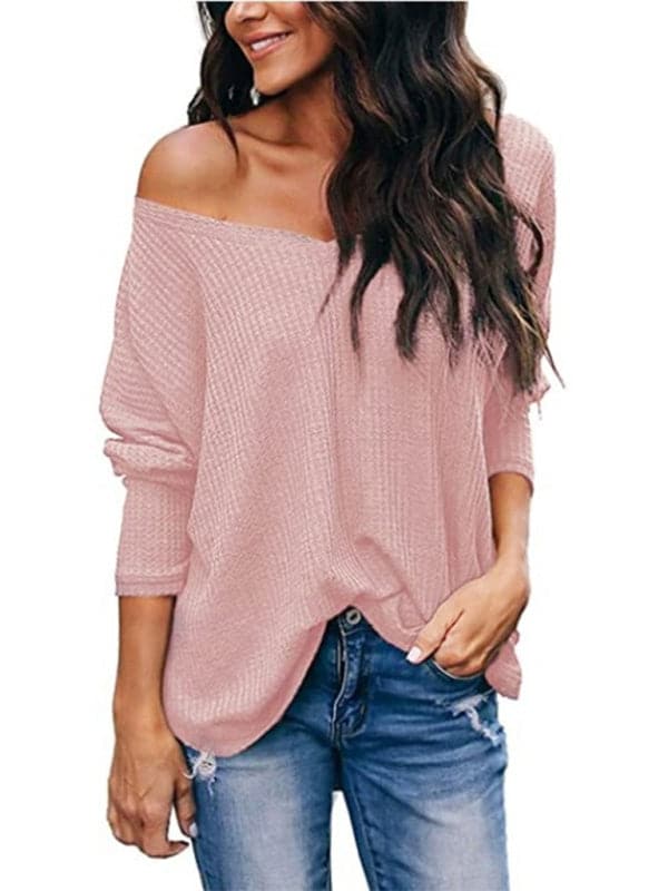 Chic V-neck long-sleeve tee