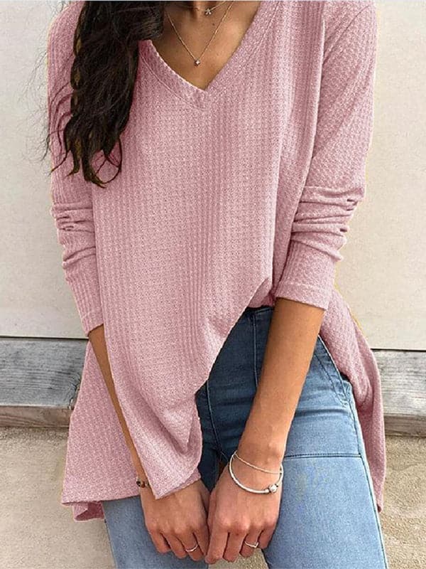 Chic V-neck long-sleeve tee