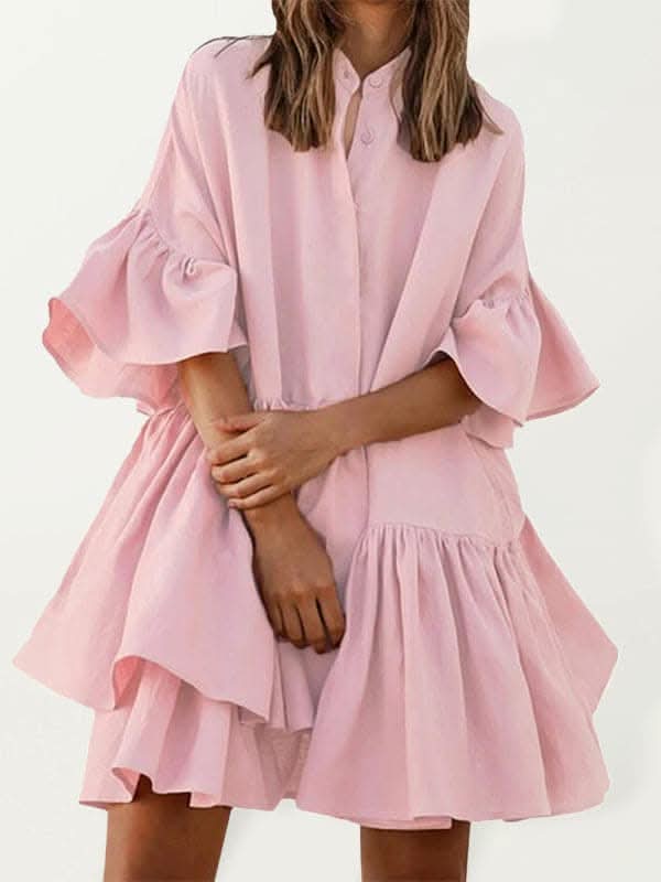 Elegant Chiffon Dress with Ruffles for Chic Style - Love Salve 