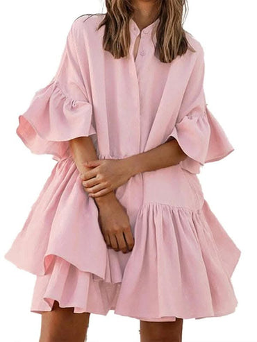 Elegant Chiffon Dress with Ruffles for Chic Style - Love Salve 