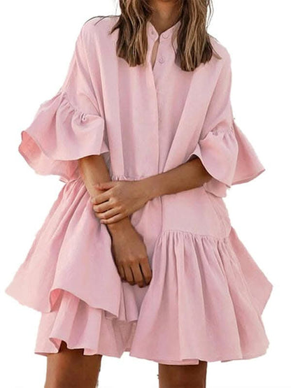 Elegant Chiffon Dress with Ruffles for Chic Style - Love Salve 