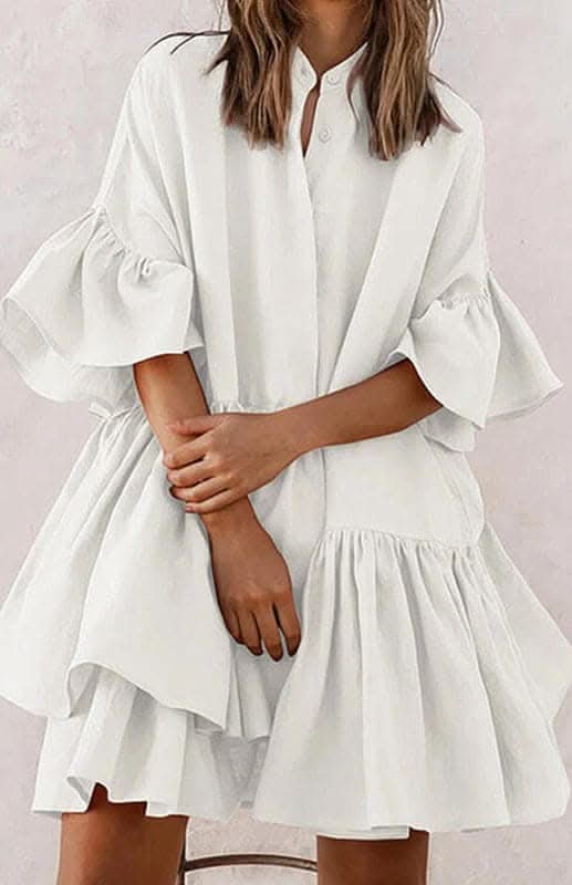 Elegant Chiffon Dress with Ruffles for Chic Style - Love Salve 