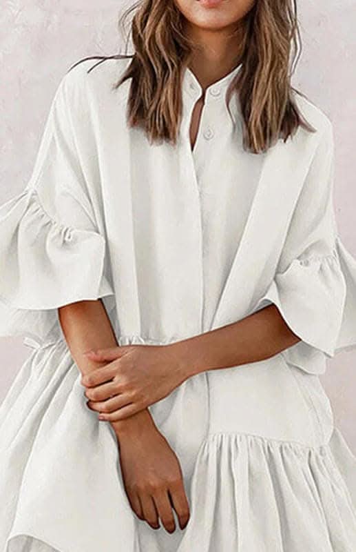 Elegant Chiffon Dress with Ruffles for Chic Style - Love Salve 