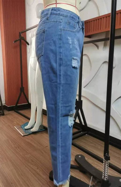 Chic women's ripped jeans in stylish design - Love Salve 
