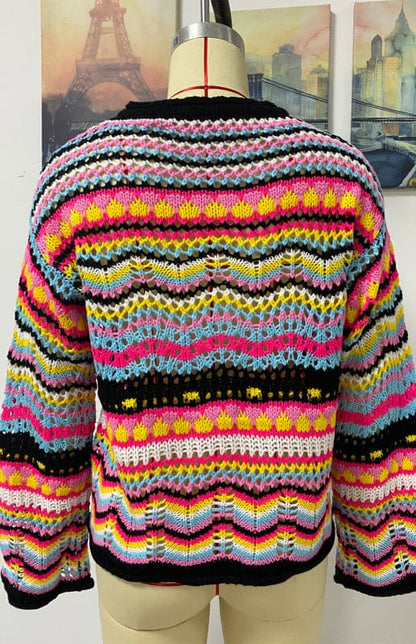 Vibrant rainbow knit cardigan