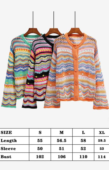 Vibrant rainbow knit cardigan