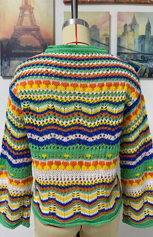 Vibrant rainbow knit cardigan