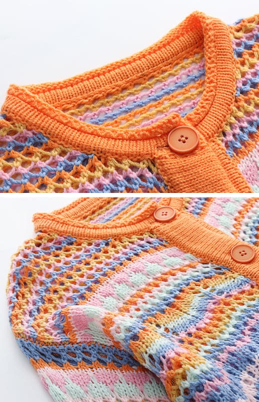 Vibrant rainbow knit cardigan