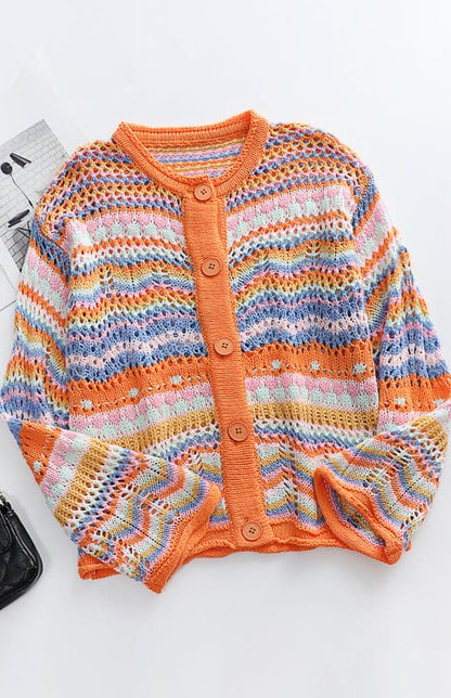 Vibrant rainbow knit cardigan