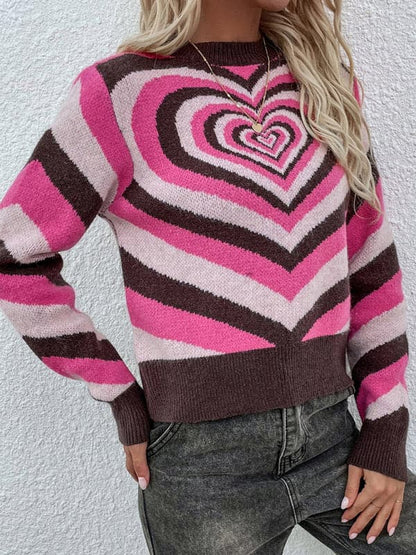 Women'S Round Neck Love Pullover Sweater.