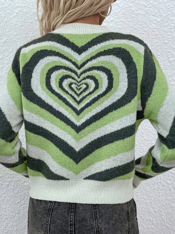 Women'S Round Neck Love Pullover Sweater.