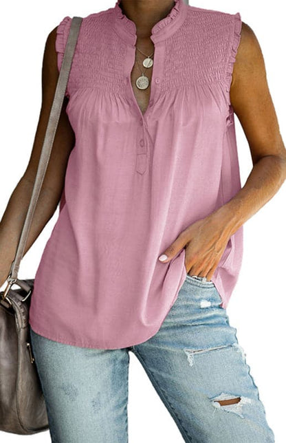 Women's ruffle v-neck top