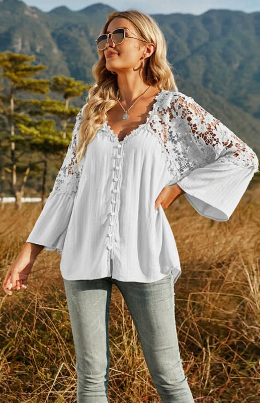 Women’s Lace Deep V Blouse