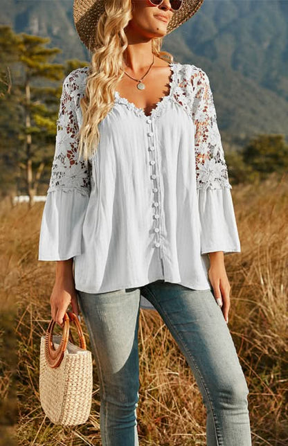 Women’s Lace Deep V Blouse