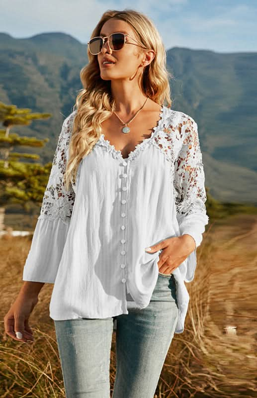 Women’s Lace Deep V Blouse