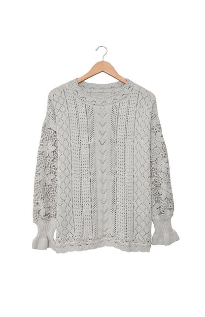 Women's Long Sleeve Cutout Petal Sleeve Sweater.